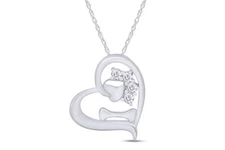 1/6ct Diamond Heart with Dog Paw & Bone Pendant 18" Necklace in 10K White Gold