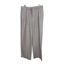 Mng By Mango Womens Wide Leg Pants khaki Mid Rise Pockets Flat Front size 10