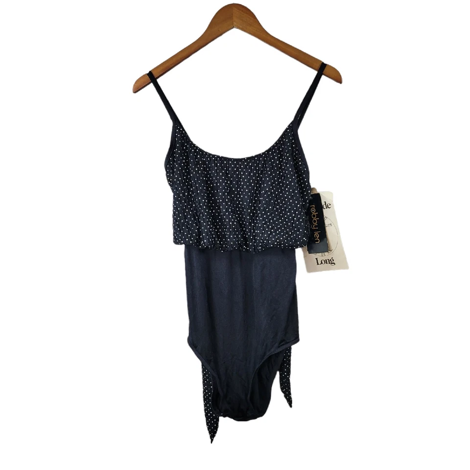 Sujetador vintage nuevo años 90 de una pieza talla 12 alto negro polkadot sin alambre jazzercise Foto 4 de 4