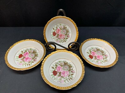 Royal Jackson ''LADY LEE'' Gold Scalloped Trim ~ Set of 4 ~ Dessert Bowls ~ 5 1/4''