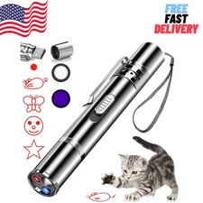 Cat Laser Pointer Toy Dog 7 Adjustable Pattern Long Range Lazer Toy USB Recharge