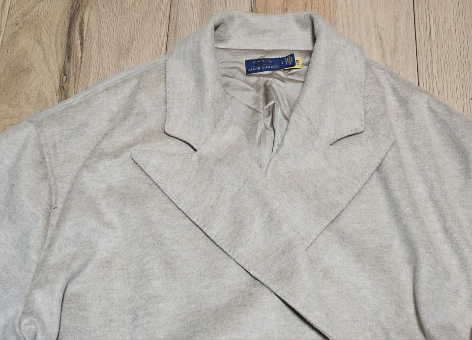 NWOT Polo Ralph Lauren Women's Beige Open Front Belted Trench Wool Coat Sz 16 - Image 3 of 4