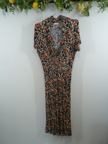Siyu Dress Women UK 16 Multicoloured Floral Wrap Midi V Neck Short Sleeve