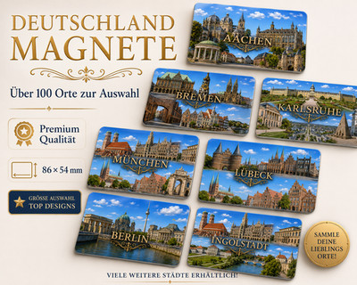 Deutschland Städte Magnet 86x54mm Souvenir, über 100 Orte zur Auswahl