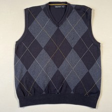 Nautica Men s Argyle Sweater Vest Navy Size L Preppy Academia Golf Grandpacore