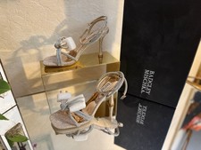   Badgley Mischka Effie Crystal Sandals Size 6 Champagne Rhinestone Heels NIB