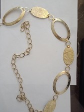 Vintage Gold Tone Floral Engraved Metal Belt Up To 37"