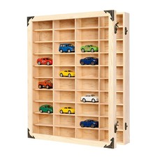 1:64 Toy Cars Wooden Display Case with Dust Resistant Door Store Up to 40 Cars