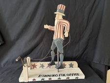 Chris Flesher Wood Folk Art Running Uncle Sam Americana Whirligig