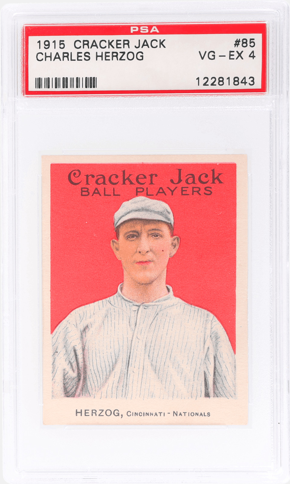 1915 Cracker Jack Charles Herzog #85 PSA 4