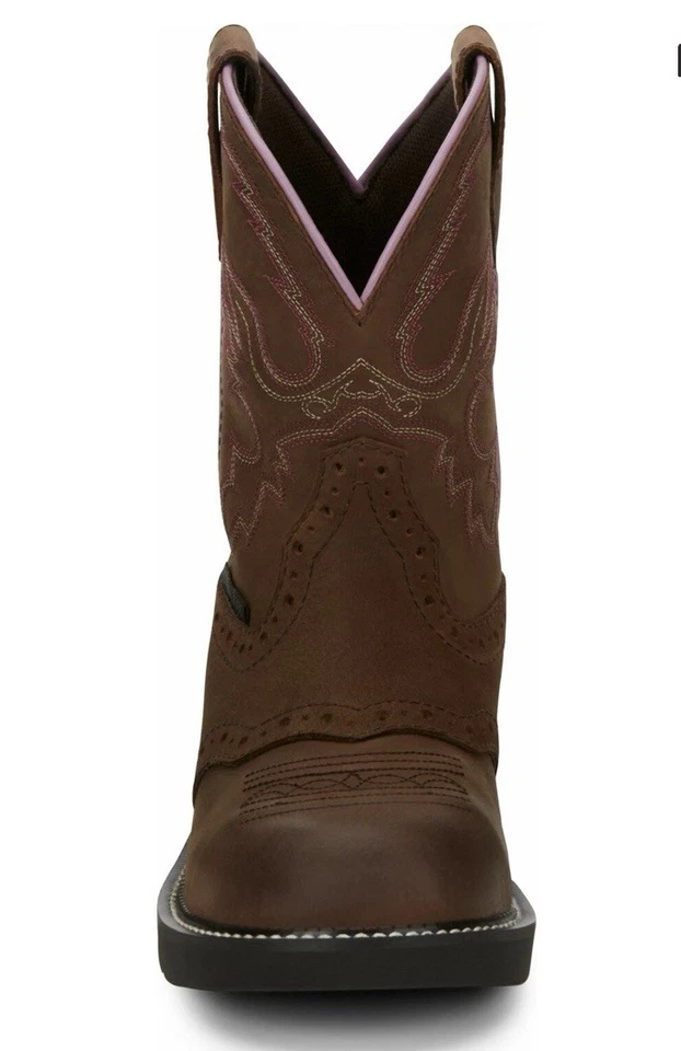 Bota de trabajo de cuero con puntera de acero redonda occidental Justin para mujer 5,5 (igual que Big Kid 4) Foto 4 de 4