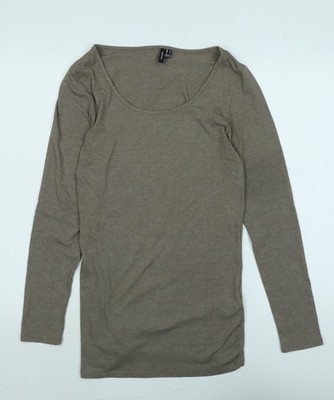 Vera Moda Damen T-Shirt beige Baumwolljersey Größe M Rundhalsausschnitt