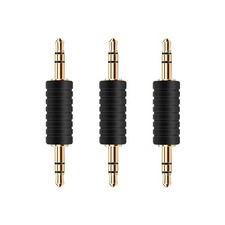 3-Pack 3.5mm Male-to-Male AUX Adapter Couplers, Gold Plated