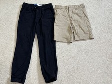 Clothing Lot Boys Old Navy Black Jogger Pants  Beige Khaki Shorts Large 10/12