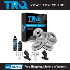 TRQ Front & Rear Semi Metallic Brake Pad & Rotor Kit w/Fluids for Toyota Lexus