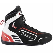 DIORA CALVIN SHORT MOTORCYCLE BOOTS BLACK WHITE RED