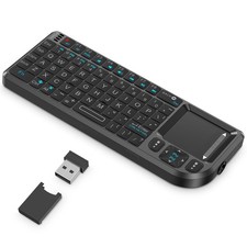 Mini Wireless Keyboard with Touchpad, 2.4G BT Dual Mode 7-Color Backlit Remot...