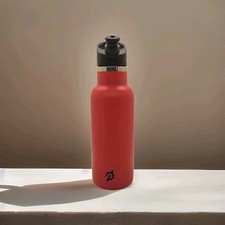 Peloton Cycling Red Metal Water Bottle Flask Gym 550ml 18 oz 
