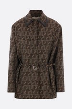 FENDI FF Brown Jacquard Belted Overshirt New  Authentic