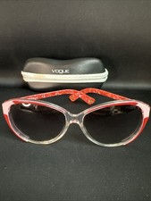 Vogue Women's Red Oversized Cat Eye Sunglasses - Very Nice Shape Stain On Case