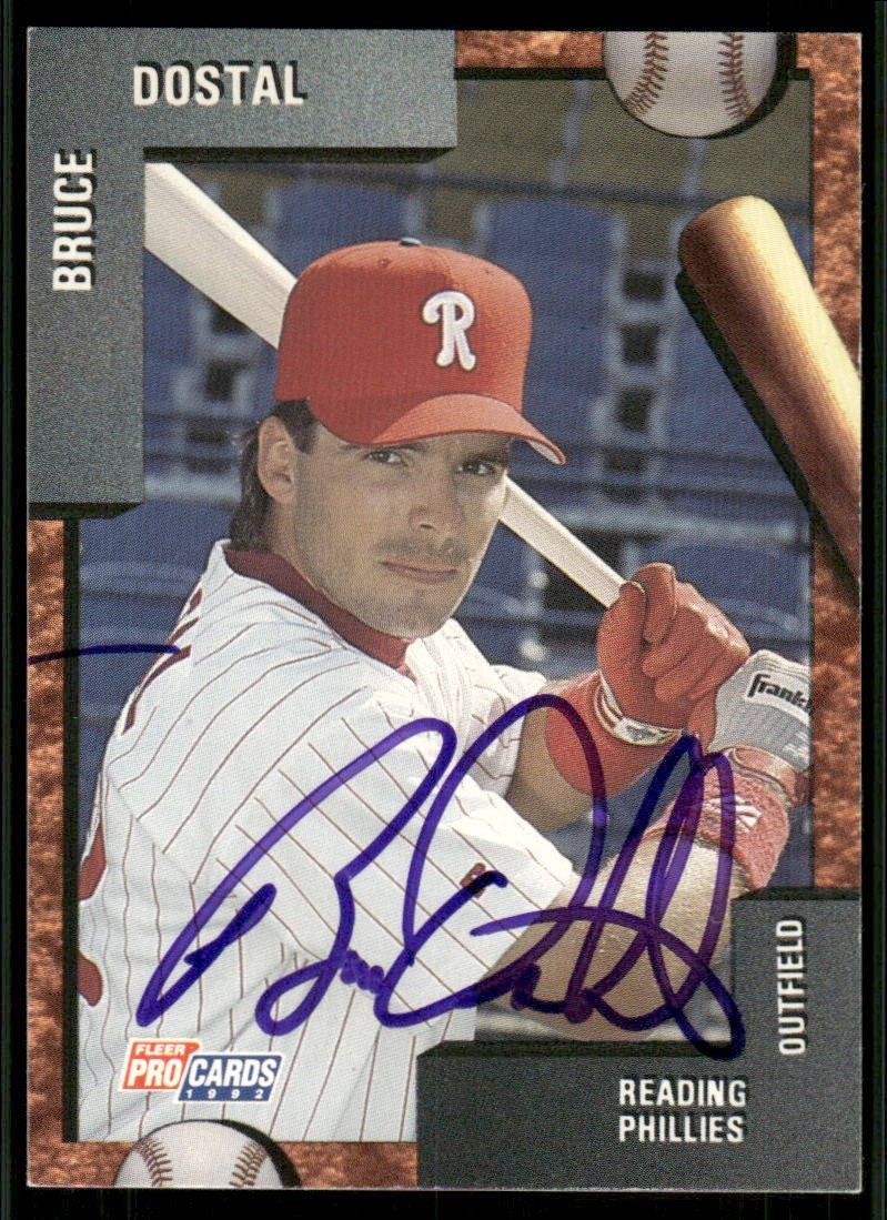 1992 Reading Phillies BRUCE DOSTAL Signed Card autograph AUTO