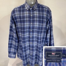 Vineyard Vines Performance Flannel XXL Slim Fit Tucker Shirt Blue Plaid Men