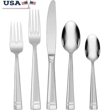 45-Piece Stainless Steel Flatware Set 8 Modern Elegant Dining & Serving New