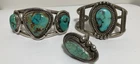 Vintage Native American Navajo Sterling Silver Turquoise Cuff Bracelets,Ring Lot
