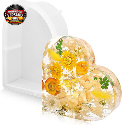 Große Silikonform für Harz Herz Dekorationen Blumen Buchstützen Epoxid