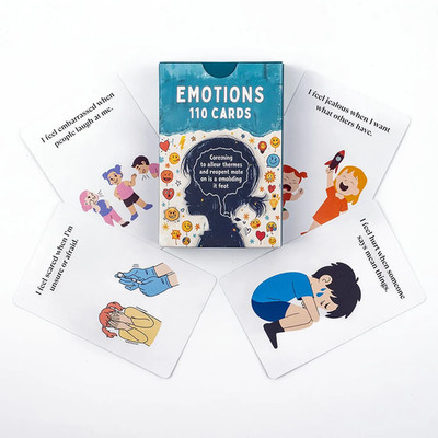 55 Emotions Flashcards 8.7x5.7cm (3.43''x2.24'') Kids Adults Learning Game Set