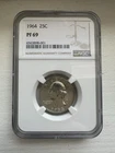 1964-P WASHINGTON QUARTER - NGC PF69 - PROOF COIN GRADED HIGH
