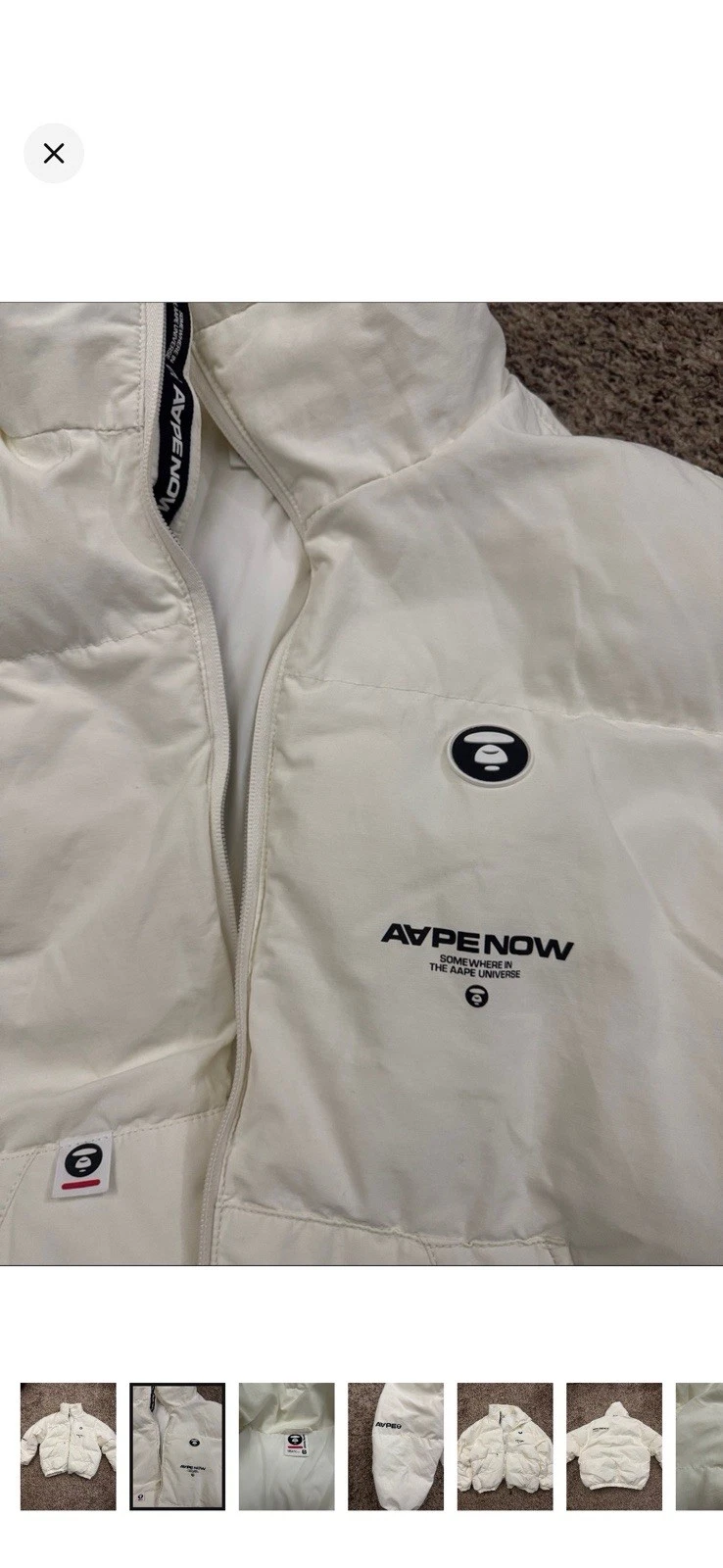 Aape by Bathing Ape Mens White puffer Jacket - product detail image 2