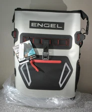 Engel BP25 25 Quart Roll-Top High Performance Backpack Cooler Gray/Red NWT