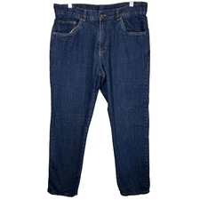 Adventuridge Mens Flannel Lined Jeans 36x34 Dark Wash Cotton Blend Outdoor