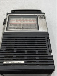 Vintage General Electric 7-2929A Black TV Sound Portable AM/FM Radio