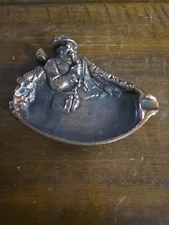 Soviet cigar ashtray 1950s cast spelter brass pipe hunter rifle vintage Russian