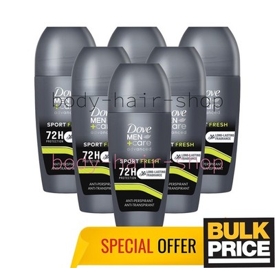 Dove Men Sport Fresh Roll-on Deodorant Advanced Care Protection 72H 50ml 6er ...