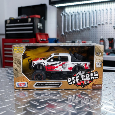Motormax 2017 Ford F-150 Raptor Off Road 1:27 Diecast Truck White Red NIB