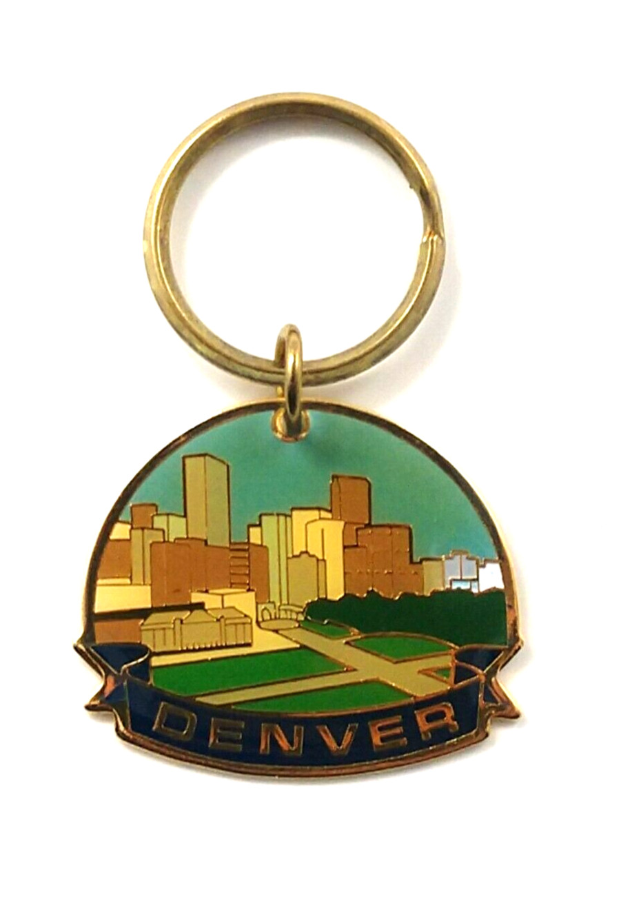 Vintage Denver Colorado Skyline Buildings Keyring Keychain