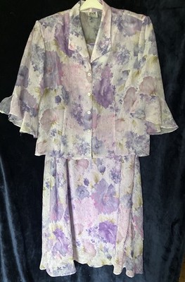 Vintage R&M Richard s Floral 2  Piece Outfit Glam Special Occasions  Sz 24