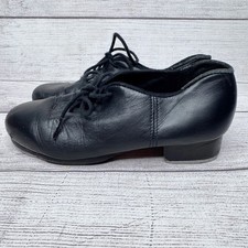Capezio Tele Tone Tap Shoes Kids Black Leather Lace Up Dance Size Little Girl 1