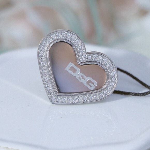 Dolce & Gabbana D&G Oversized Heart Ring with Rhinestone