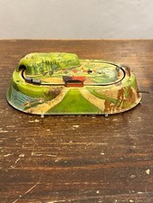 Pista con treno-Gijcattolo in latta meccanismo carica made US Zone Germany 1950