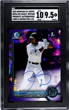 2022 Bowman Chrome Sapphire Kahlil Watson Purple Refractor Auto # / 10 | SGC 9.5