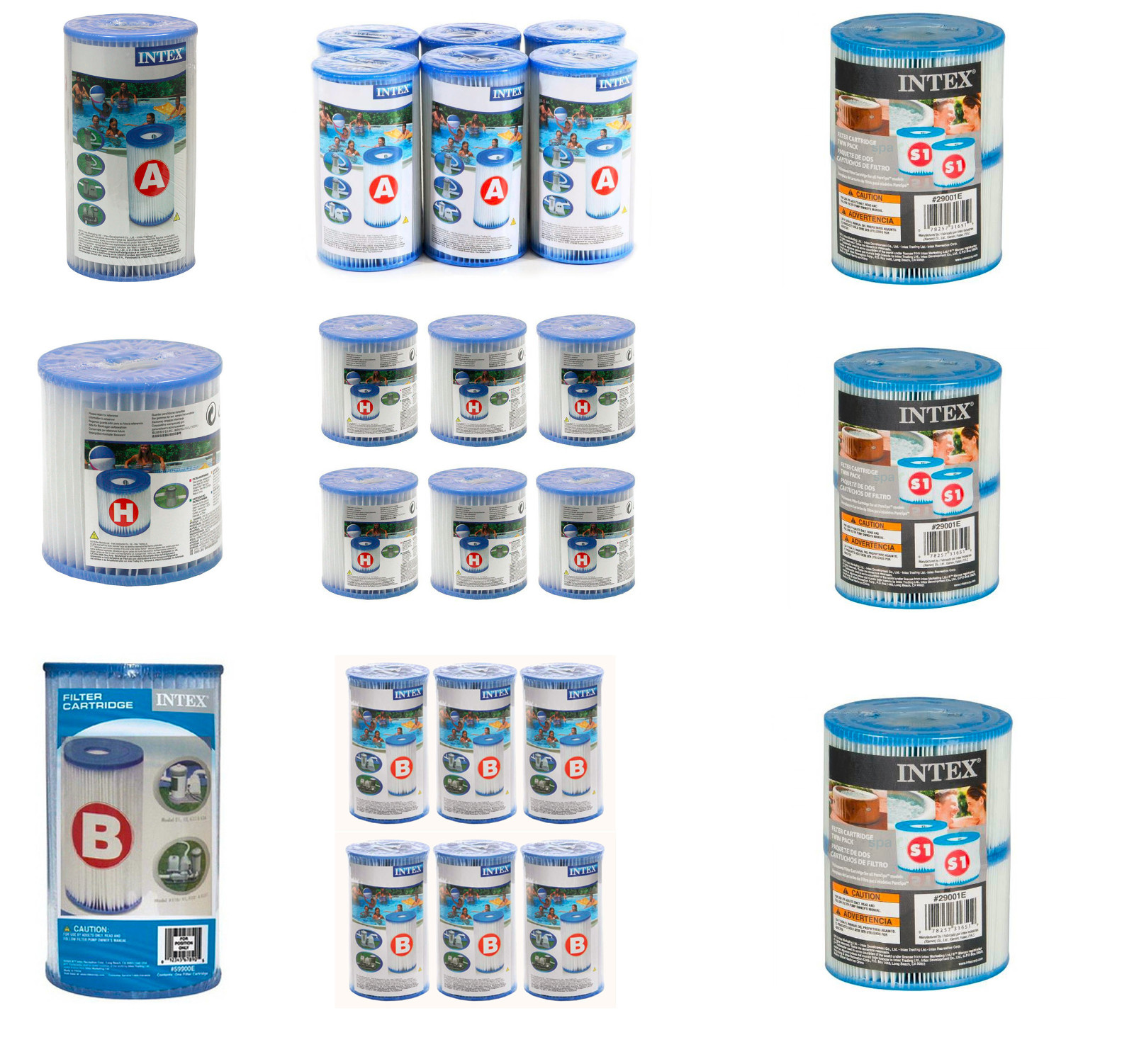 INTEX Tipo A,B,H S1 SPA Pool Filtro Cartuchos Repuesto Filtro Cartucho