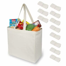 TOPDesign 12-Pack Reusable Grocery Shopping totes Foldable Canvas Bags