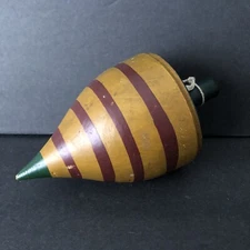 Antique Wooden 6.5" Spinning Top w/ Original Paint Circa early 1900's
