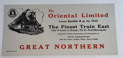 Great Northern Railroad Blotter nach vorne gerichtete Ziege Oriental limitierte Lokomotive 