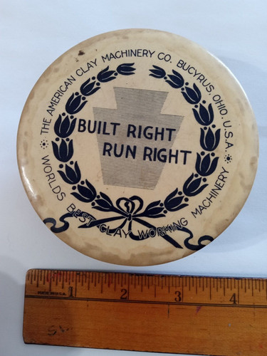 BUCYRUS OHIO OH VINTAGE CELLULOID CLOTHES BRUSH AMERICAN CLAY MACHINERY CO