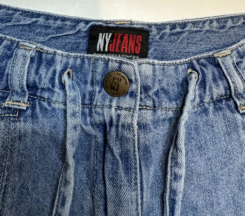 Vintage 90s Y2K Denim Shorts 30” High Waist ACTUAL Drawstring Bareback Grunge - Image 3 of 4